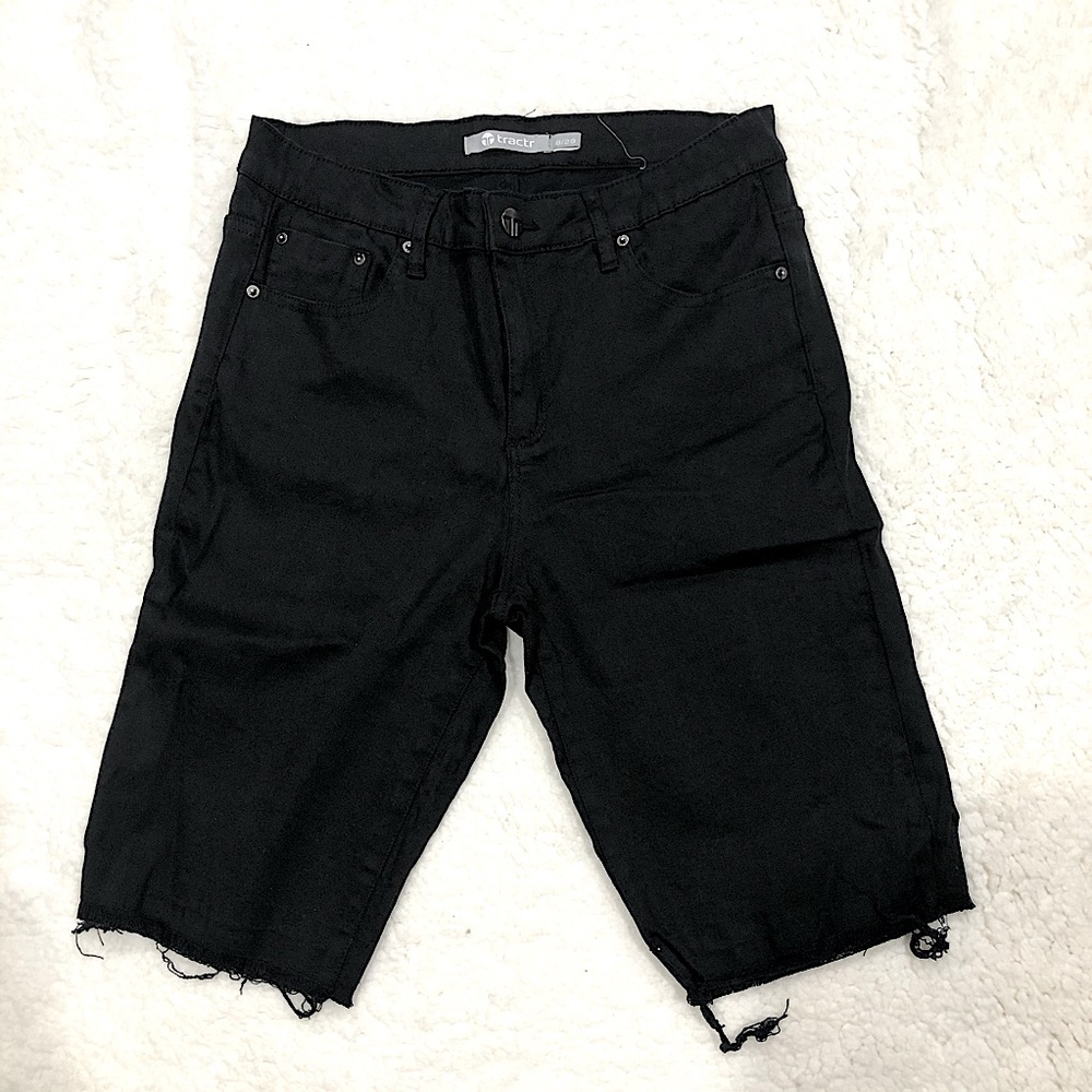 Tractr Black Jean Shorts